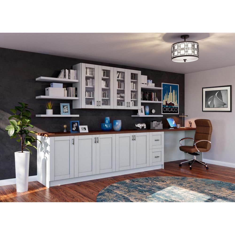 J COLLECTION Cumberland Light Gray Shaker Assembled Base Window Seat Kitchen Cabinet (30 in. W x 14.50 in. H x 24 in. D)