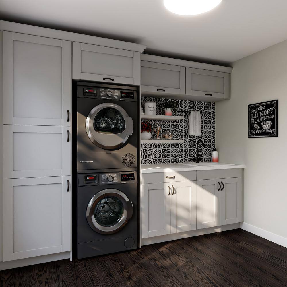 J COLLECTION Cumberland Light Gray Shaker Assembled Sink Base Kitchen Cabinet w/ Full Height Door (24 in. W x 34.5 in. H x 24 in. D)