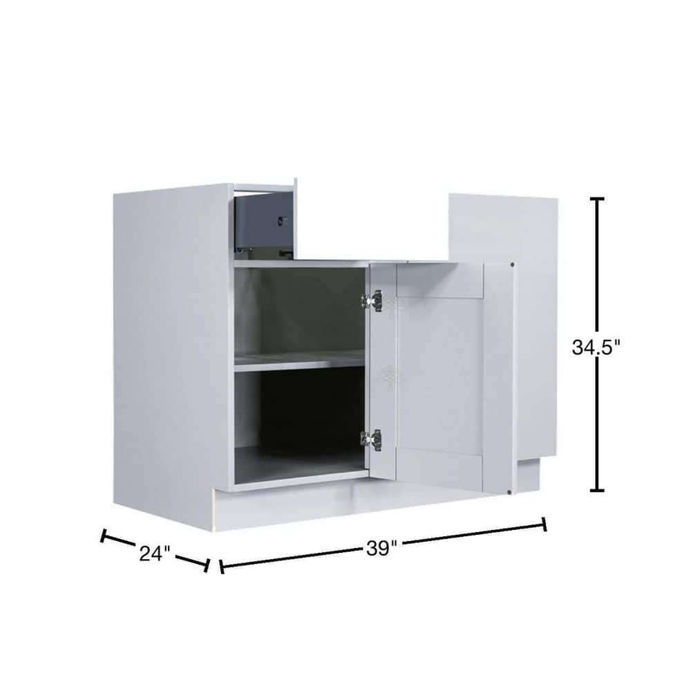 LIFEART CABINETRY Anchester Assembled 39x34.5x24 in. Base Blind Corner Cabinet in Light Gray