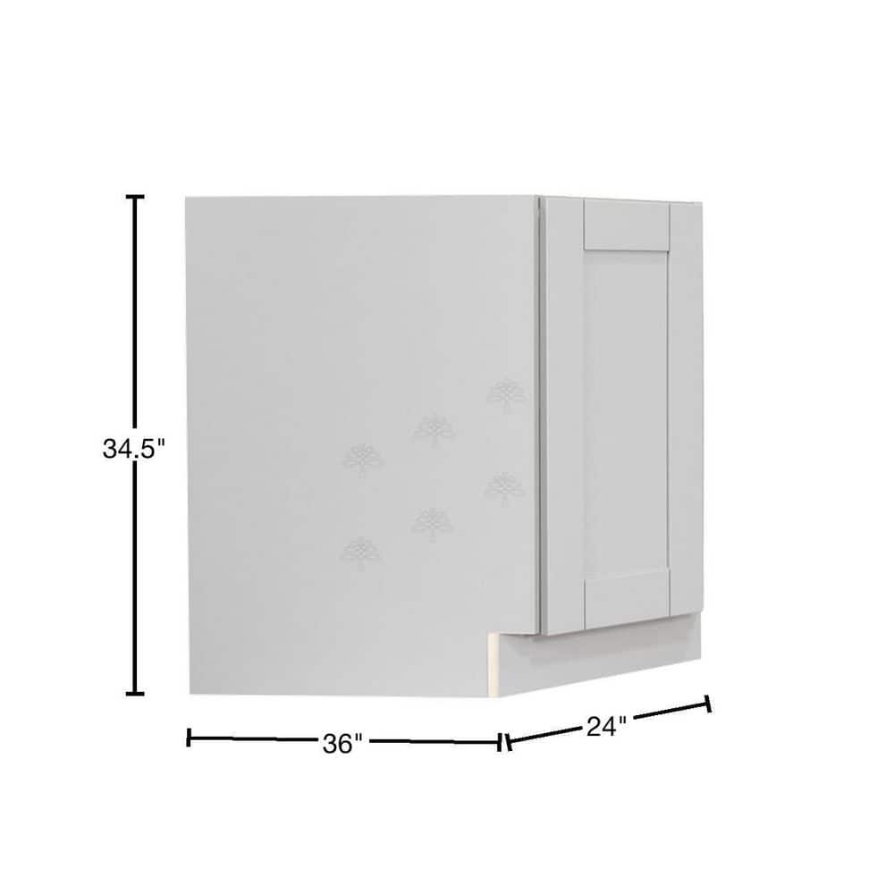 LIFEART CABINETRY Anchester Assembled 36x34.5x24 in. Base Diagonal Cabinet in Light Gray