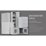 LIFEART CABINETRY Anchester Assembled 36x34.5x24 in. Base Diagonal Cabinet in Light Gray