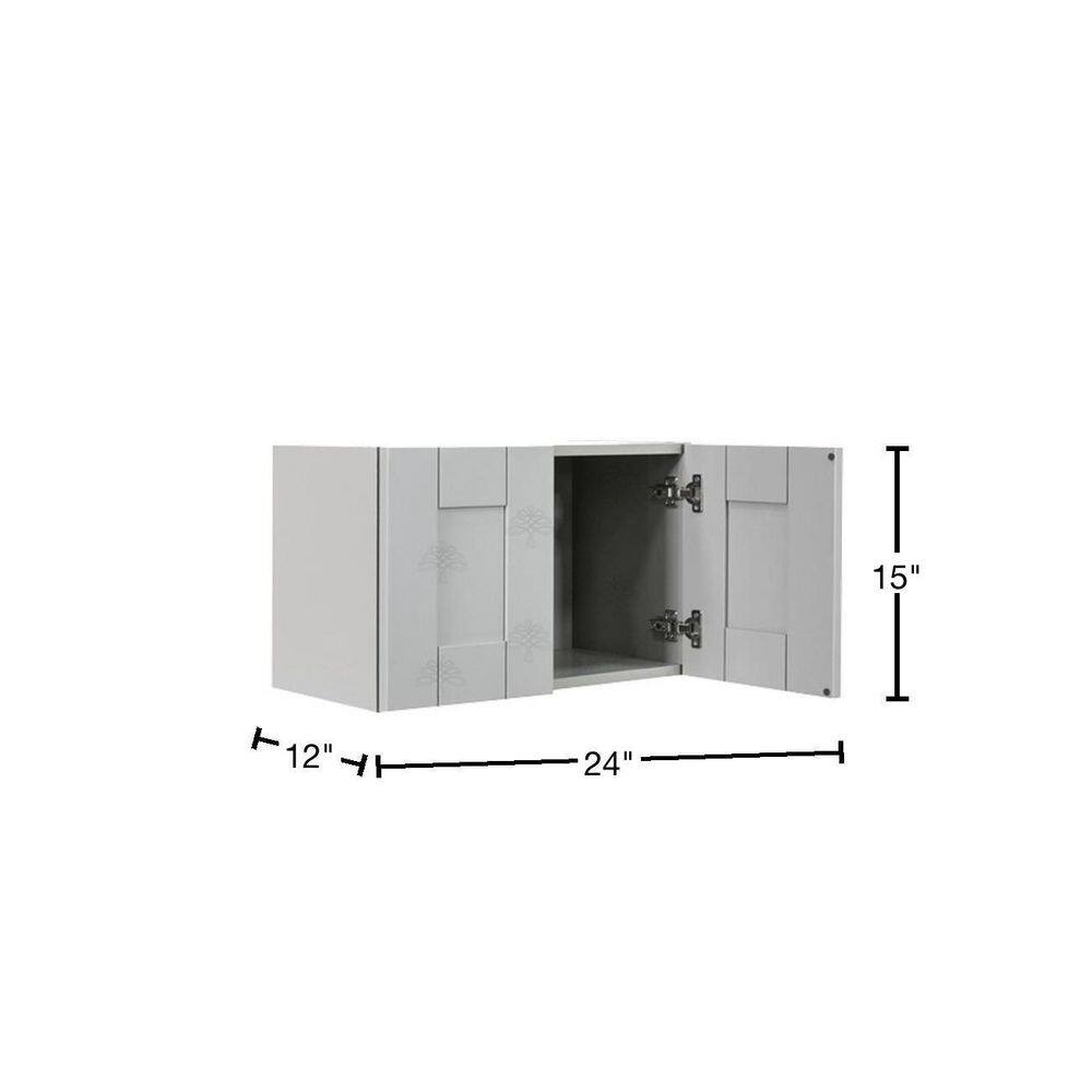 LIFEART CABINETRY Anchester Assembled 24x15x12 in. Wall Cabinet with 2 Doors no Shelf in Light Gray