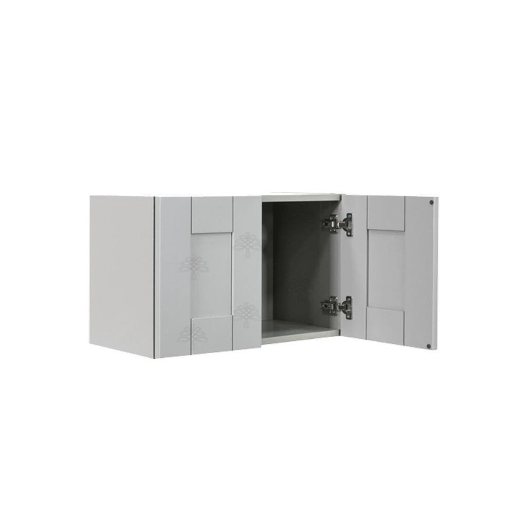 LIFEART CABINETRY Anchester Assembled 24x15x12 in. Wall Cabinet with 2 Doors no Shelf in Light Gray