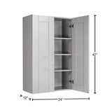 LIFEART CABINETRY Anchester Assembled 24x42x12 in. Wall Cabinet with 2 Doors 3 Shelves in Light Gray