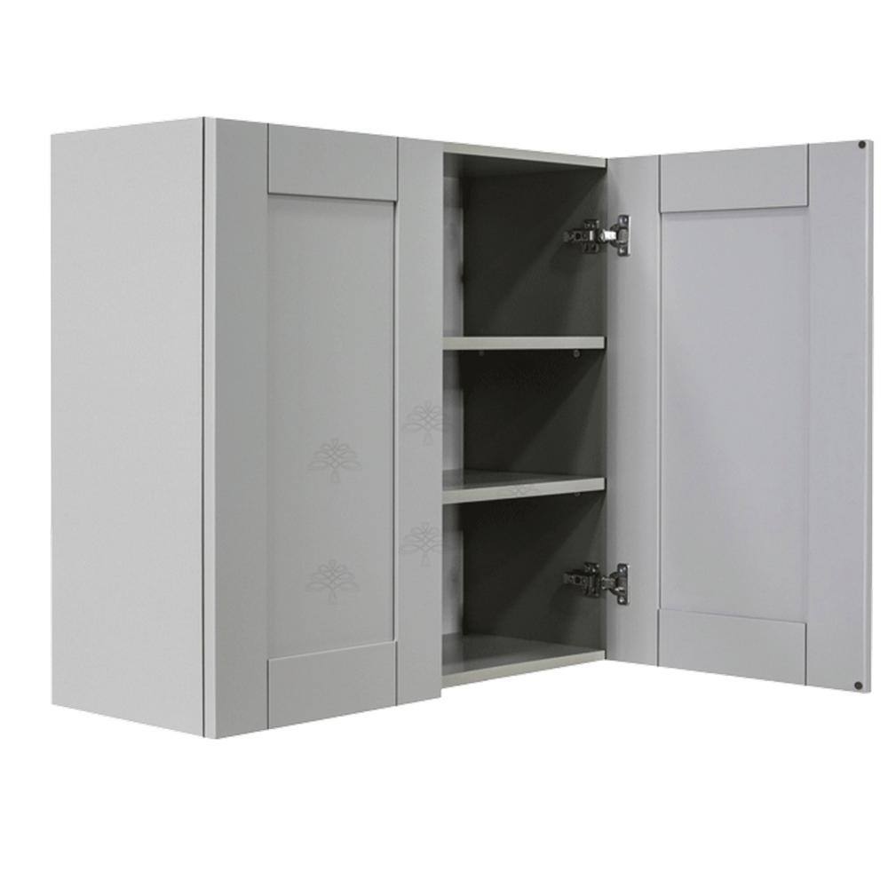 LIFEART CABINETRY Anchester Assembled 33x30x12 in. Wall Cabinet with 2 Doors 2 Shelves in Light Gray