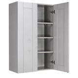LIFEART CABINETRY Anchester Assembled 33x42x12 in. Wall Cabinet with 2 Doors 3 Shelves in Light Gray