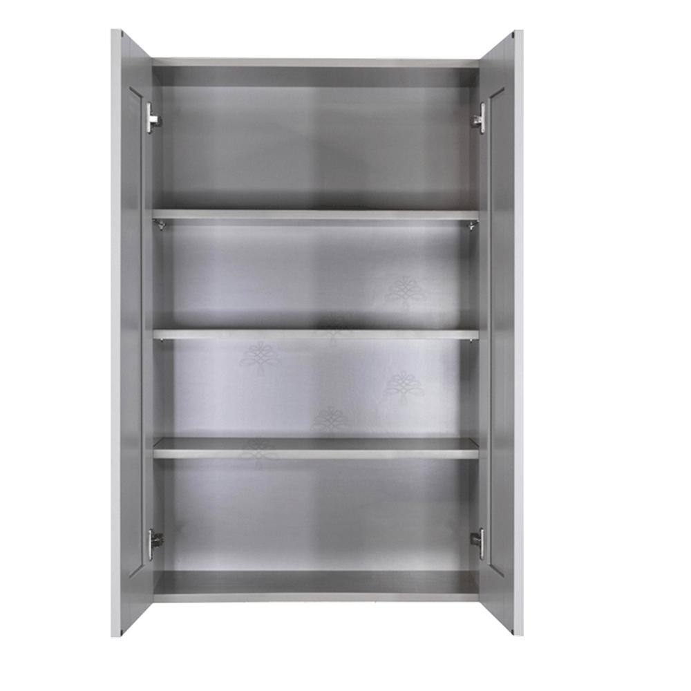 LIFEART CABINETRY Anchester Assembled 33x42x12 in. Wall Cabinet with 2 Doors 3 Shelves in Light Gray