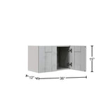 LIFEART CABINETRY Anchester Assembled 36x15x12 in. Wall Cabinet with 2 Doors No Shelf in Light Gray