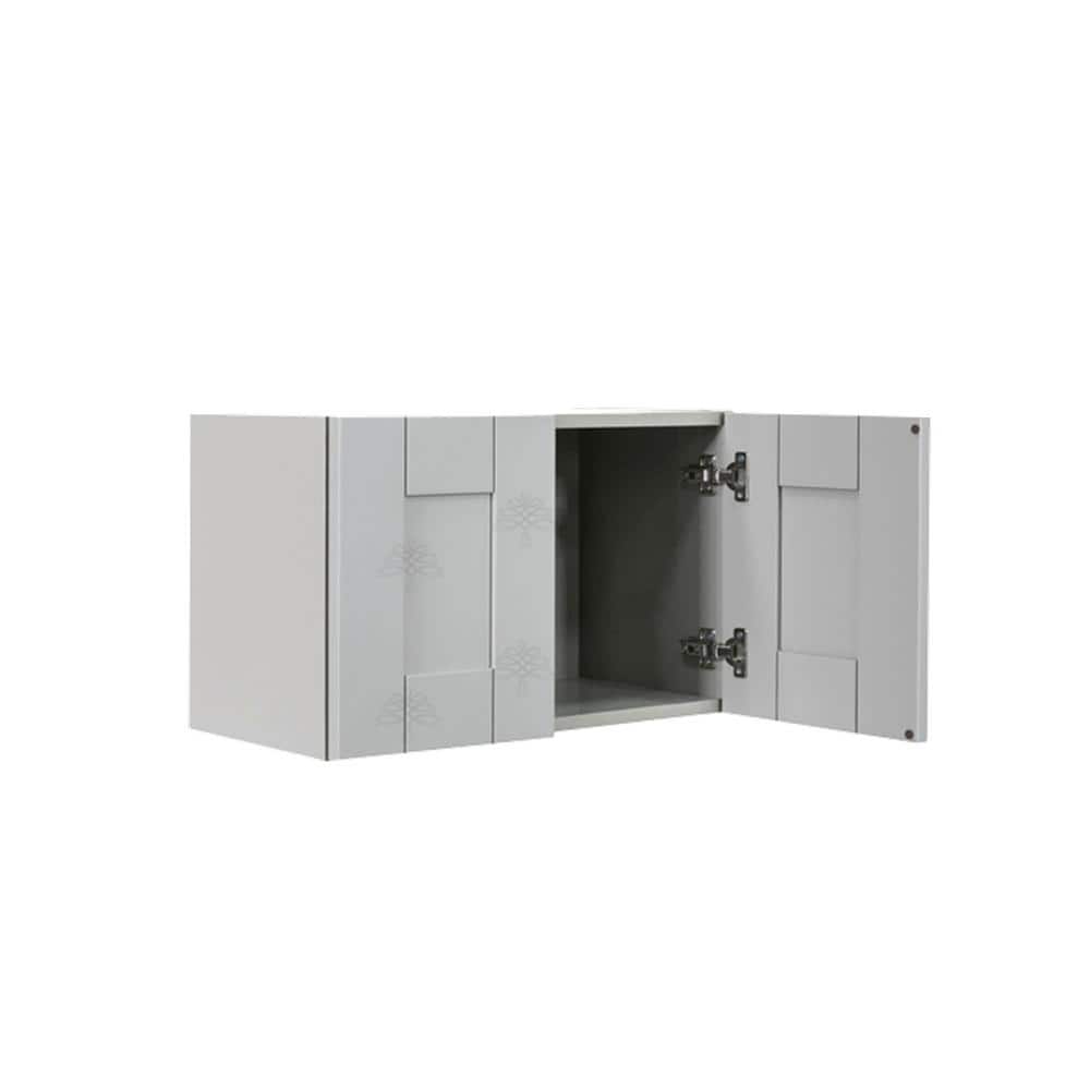 LIFEART CABINETRY Anchester Assembled 36x15x12 in. Wall Cabinet with 2 Doors No Shelf in Light Gray