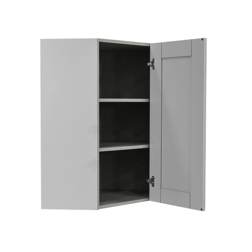 LIFEART CABINETRY Anchester Assembled 24x36x12 in. Wall Diagonal Corner Cabinet with 1 Door 2 Shelves in Light Gray