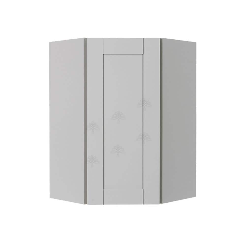 LIFEART CABINETRY Anchester Assembled 24x36x12 in. Wall Diagonal Corner Cabinet with 1 Door 2 Shelves in Light Gray