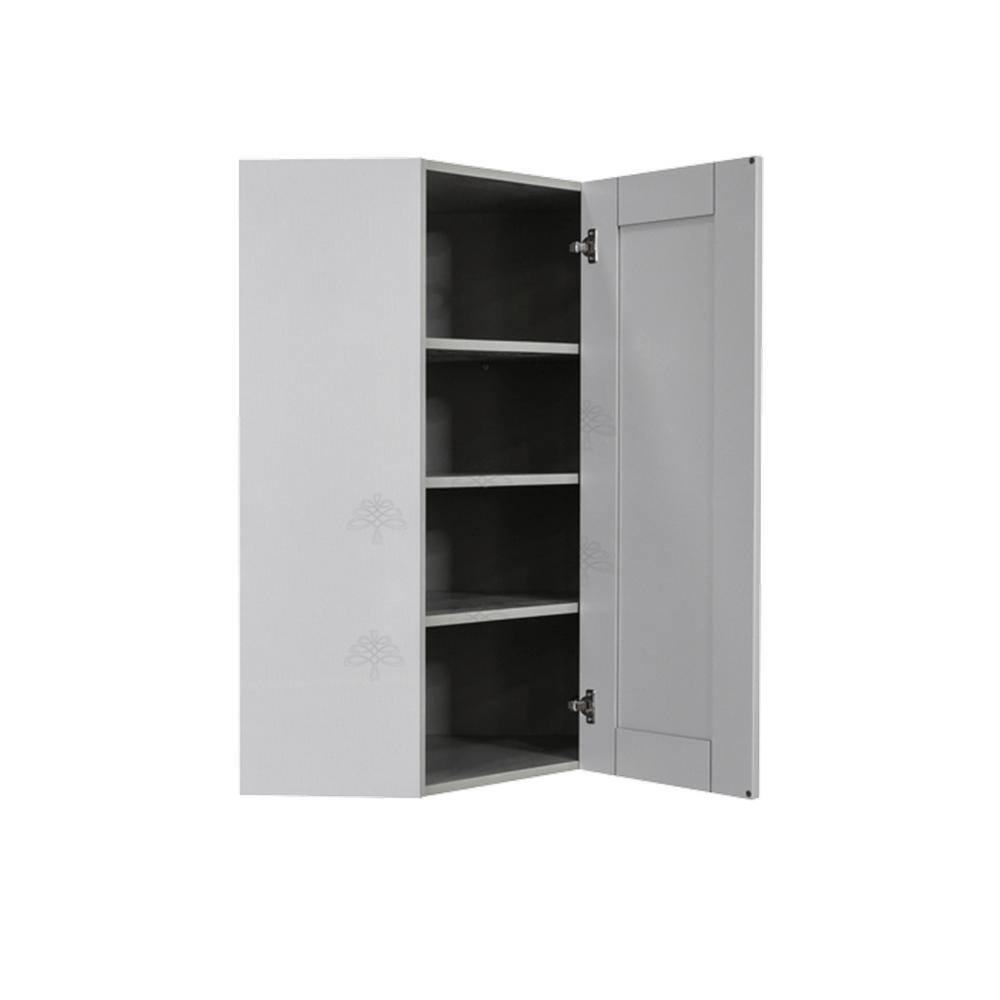 LIFEART CABINETRY Anchester Assembled 24x42x15 in. Wall Diagonal Corner Cabinet with 1 Door 3 Shelves in Light Gray