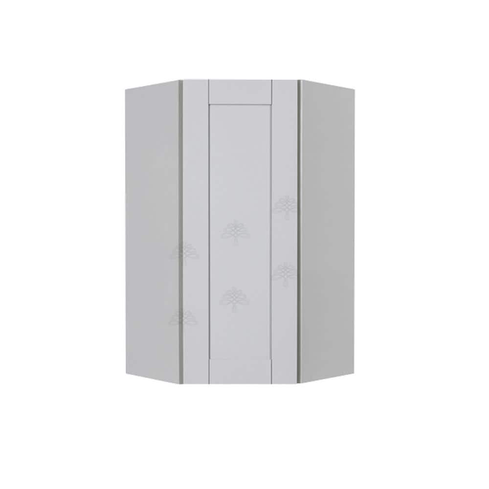 LIFEART CABINETRY Anchester Assembled 24x42x15 in. Wall Diagonal Corner Cabinet with 1 Door 3 Shelves in Light Gray