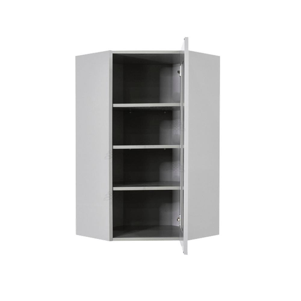 LIFEART CABINETRY Anchester Assembled 24x42x15 in. Wall Diagonal Corner Cabinet with 1 Door 3 Shelves in Light Gray