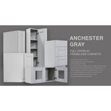 LIFEART CABINETRY Anchester Assembled 24x42x15 in. Wall Diagonal Corner Cabinet with 1 Door 3 Shelves in Light Gray