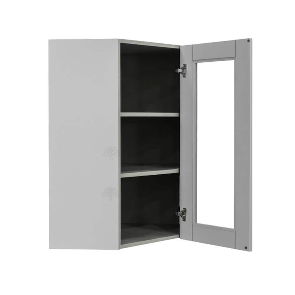 LIFEART CABINETRY Anchester Assembled 24x30x12 in. Wall Diagonal Mullion Door Cabinet with 1 Door 2 Shelves in Light Gray