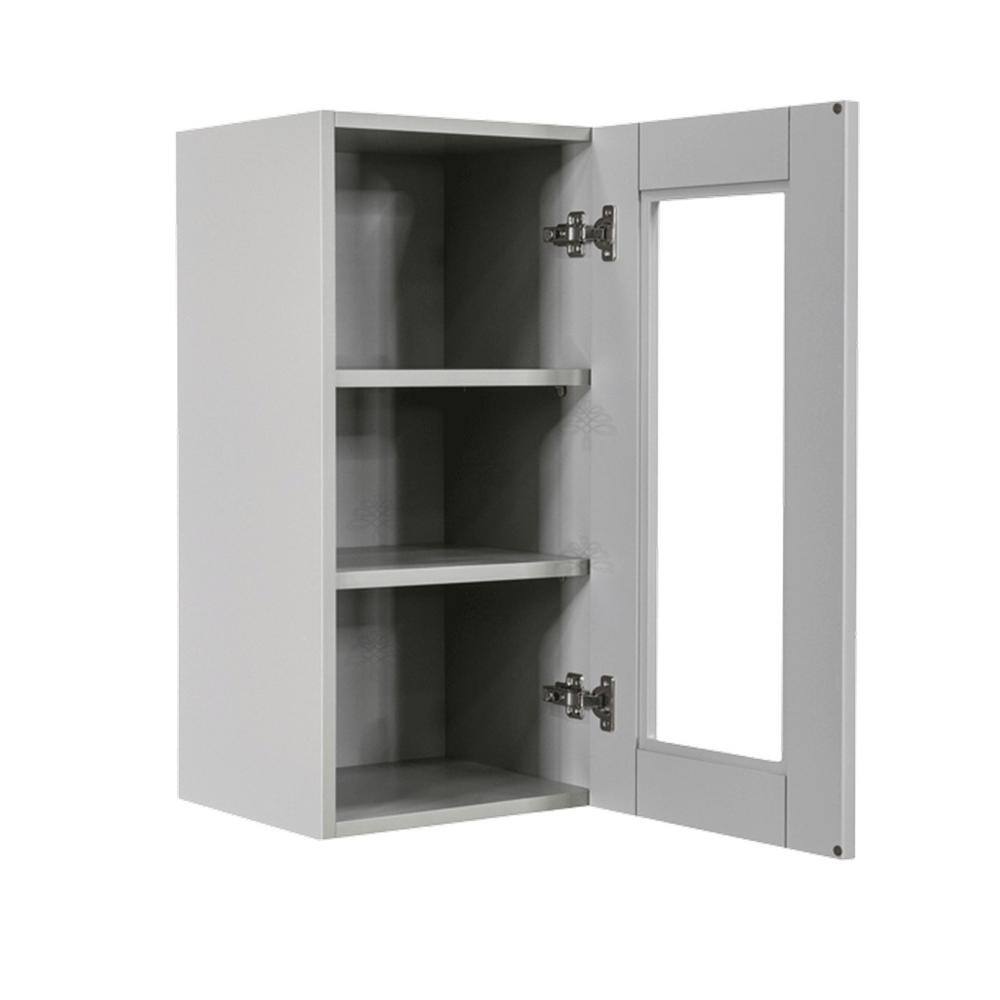 LIFEART CABINETRY Anchester Assembled 18x30x12 in. Wall Mullion Door Cabinet with 1 Door 2 Shelves in Light Gray