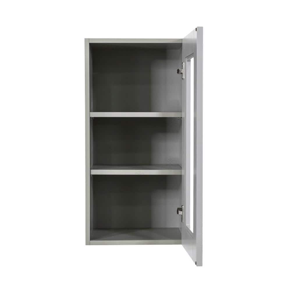 LIFEART CABINETRY Anchester Assembled 18x30x12 in. Wall Mullion Door Cabinet with 1 Door 2 Shelves in Light Gray