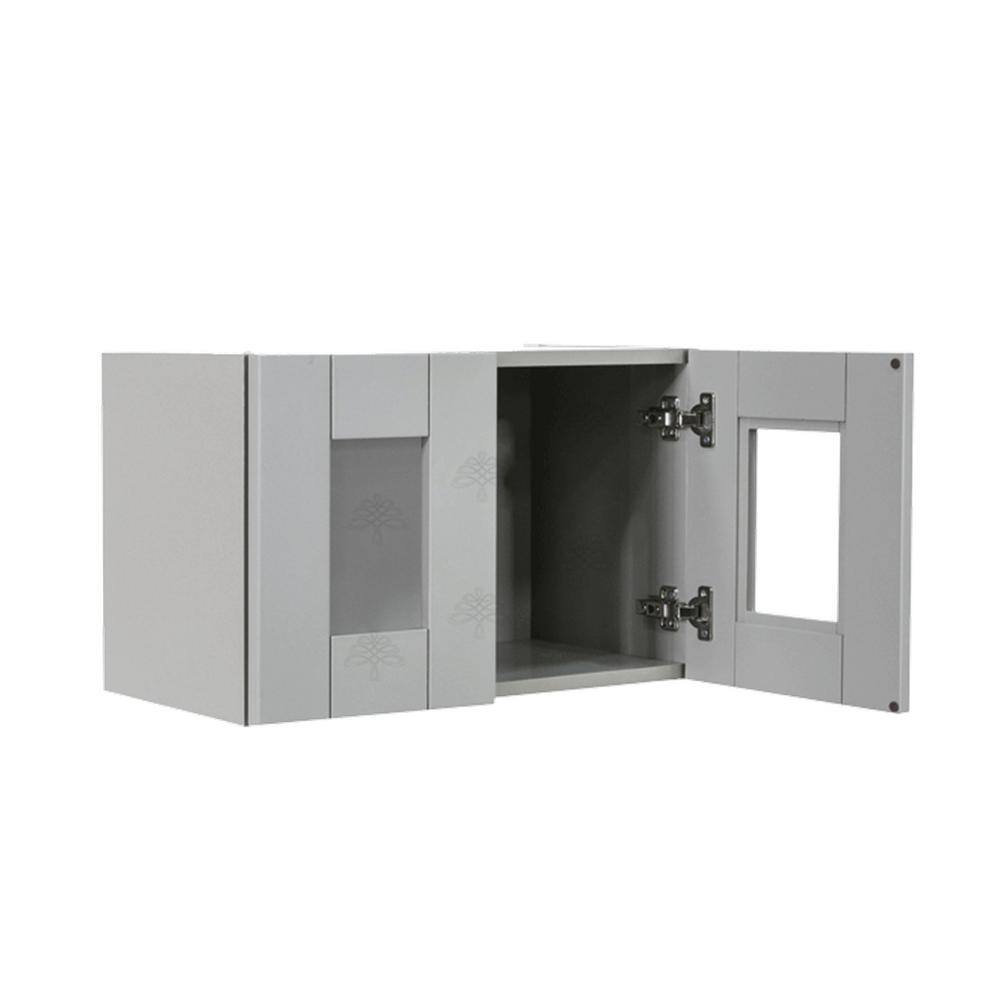 LIFEART CABINETRY Anchester Assembled 30x18x12 in. Wall Mullion Door Cabinet with 2 Doors in Light Gray
