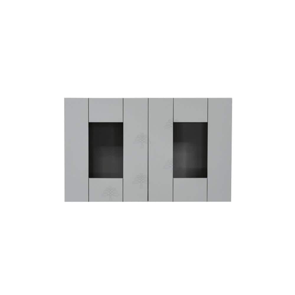 LIFEART CABINETRY Anchester Assembled 30x18x12 in. Wall Mullion Door Cabinet with 2 Doors in Light Gray