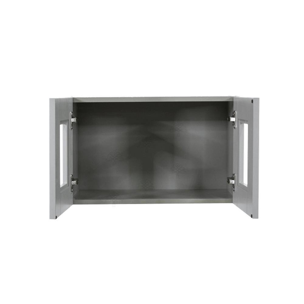 LIFEART CABINETRY Anchester Assembled 30x18x12 in. Wall Mullion Door Cabinet with 2 Doors in Light Gray
