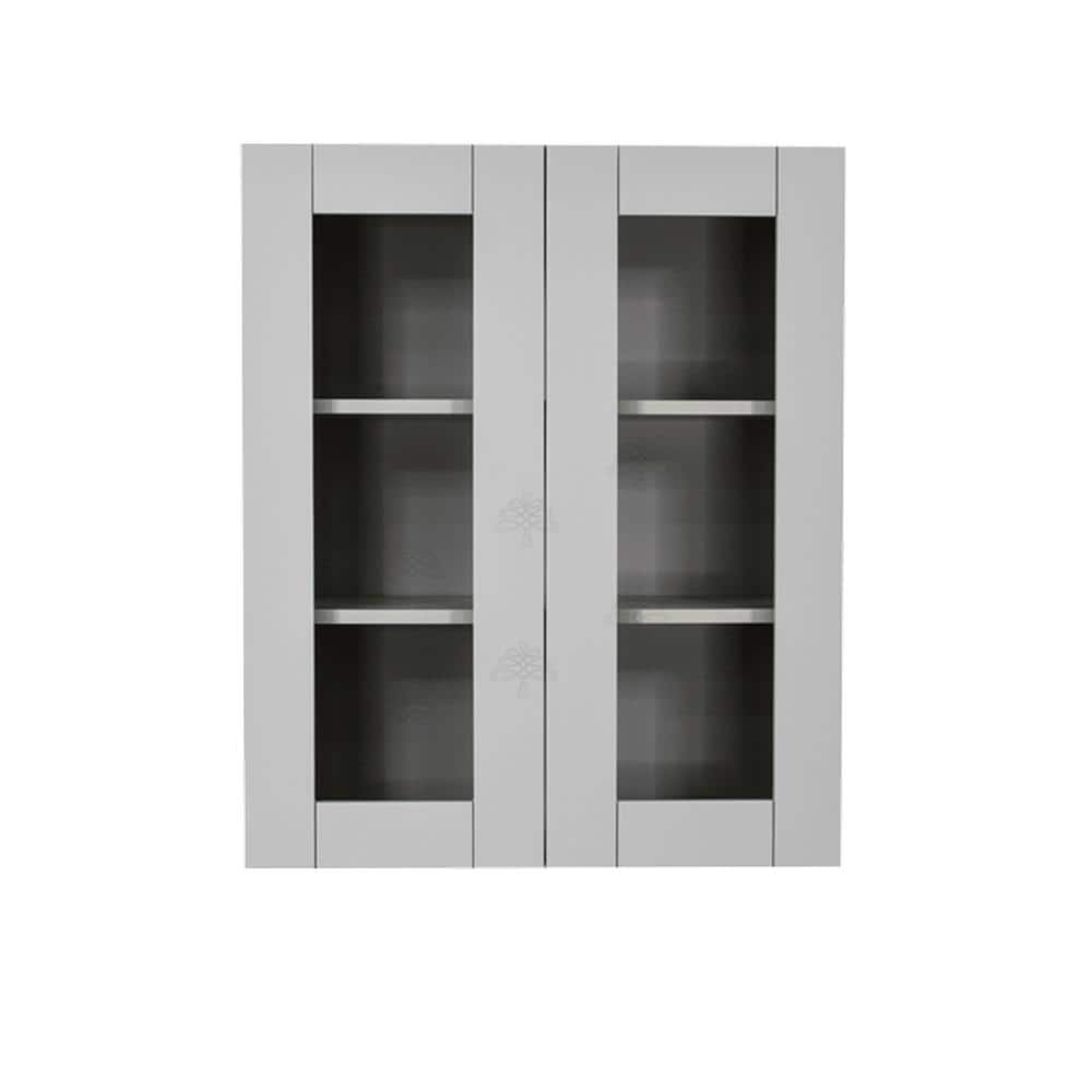 LIFEART CABINETRY Anchester Assembled 30x30x12 in. Wall Mullion Door Cabinet with 2 Doors 2 Shelves in Light Gray