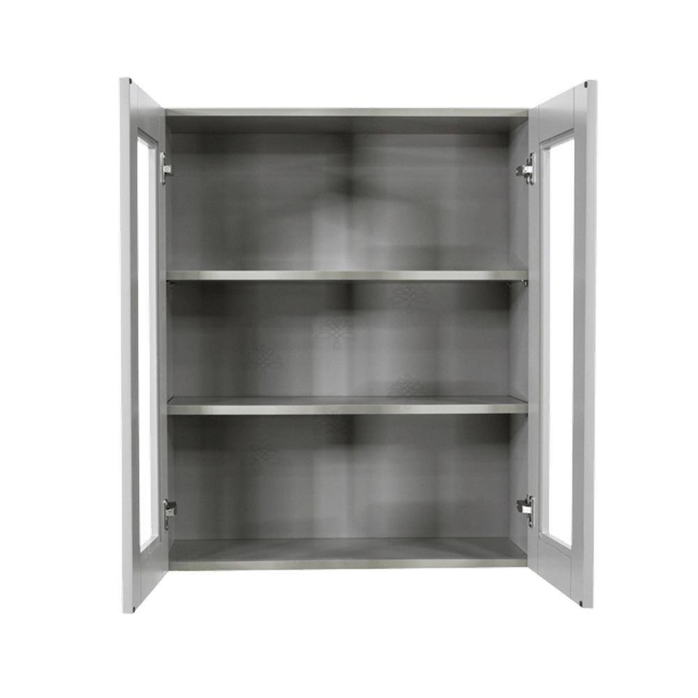 LIFEART CABINETRY Anchester Assembled 30x30x12 in. Wall Mullion Door Cabinet with 2 Doors 2 Shelves in Light Gray