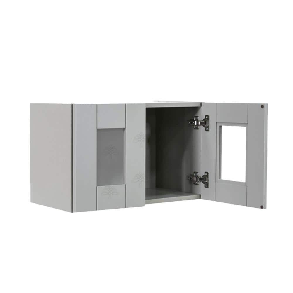 LIFEART CABINETRY Anchester Assembled 36x15x12 in. Wall Mullion Door Cabinet with 2 Doors in Light Gray