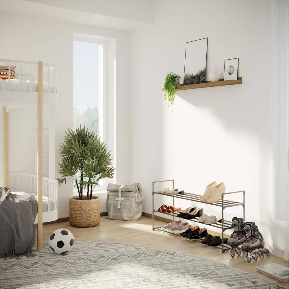21.2 H 15-Pair 3-Tier Gray Plastic Shoe Rack