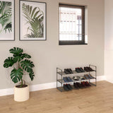 21.2 H 15-Pair 3-Tier Gray Plastic Shoe Rack