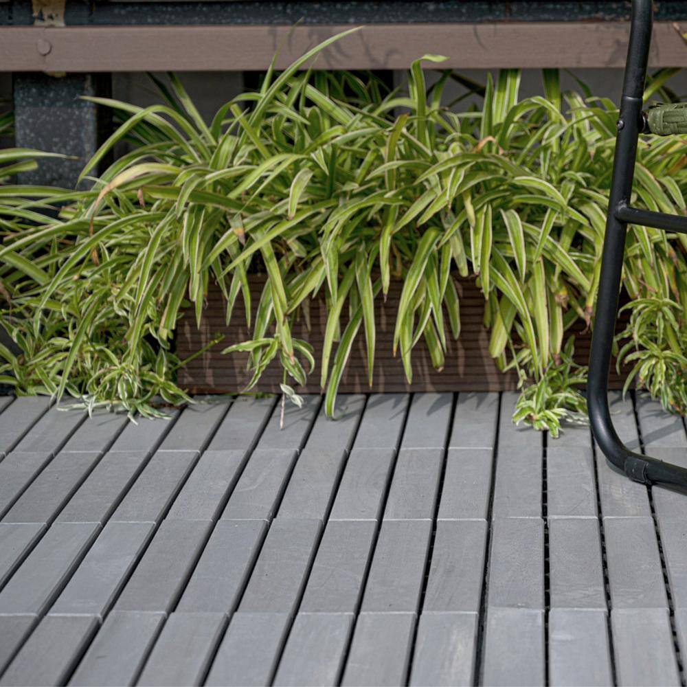 Tidoin Outdoor 1 ft. x 1 ft. Acacia Wood Deck Tile in Light Gray(30 Per Box)