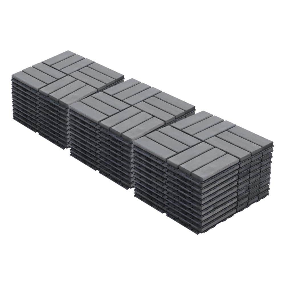 Tidoin Outdoor 1 ft. x 1 ft. Solid Wood Deck Tile in Light Gray(30 Per Box)
