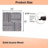 Tidoin Outdoor 1 ft. x 1 ft. Solid Wood Deck Tile in Light Gray(30 Per Box)