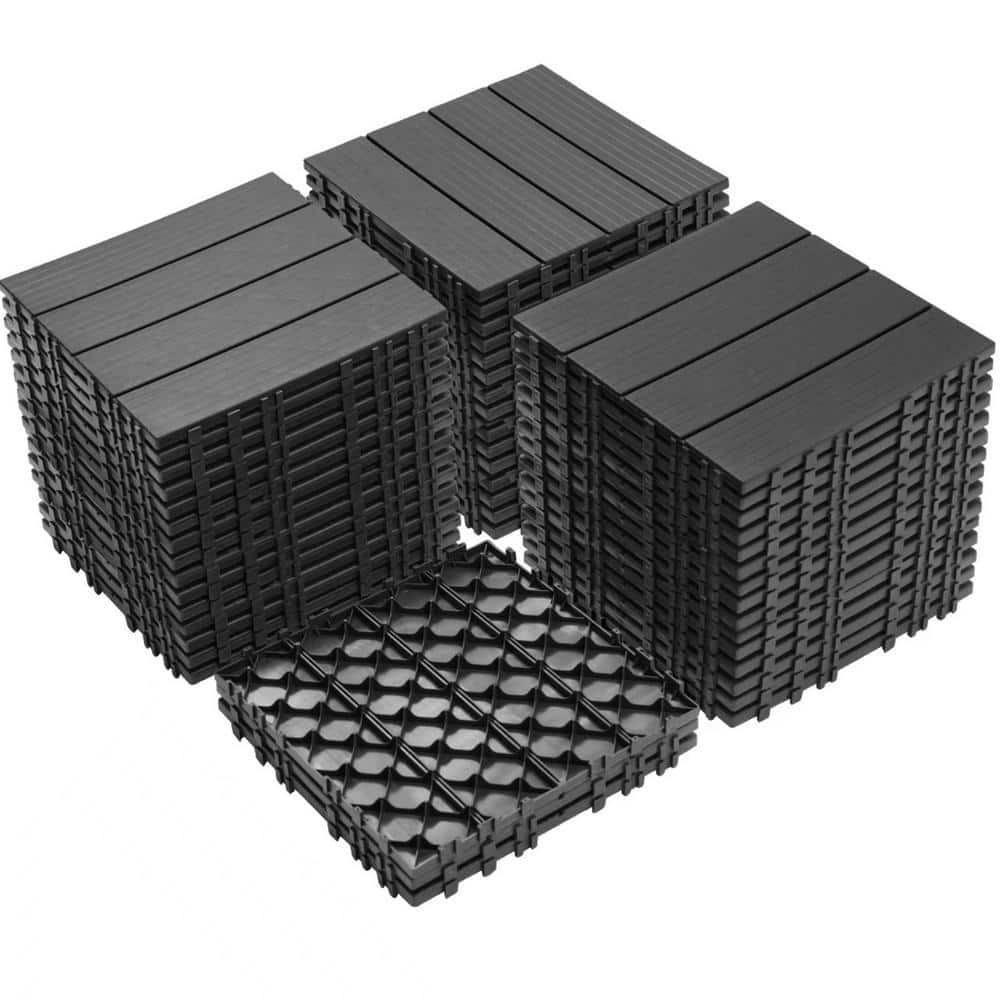 Tidoin Outdoor 1 ft. x 1 ft. Composite Interlocking Tile Deck Tile in Light Gray(44 Per Box)