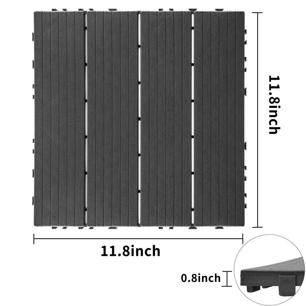 Tidoin Outdoor 1 ft. x 1 ft. Composite Interlocking Tile Deck Tile in Light Gray(44 Per Box)