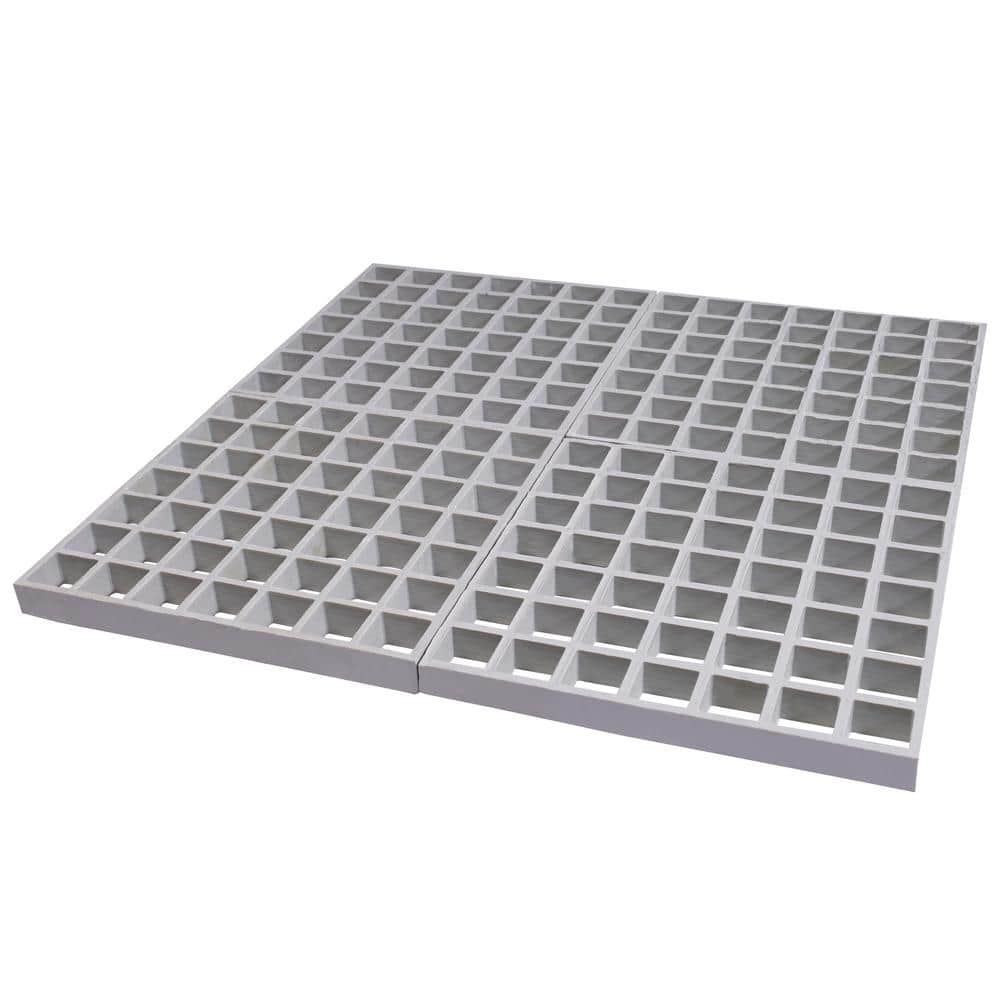 Wellco Fiberglass Molded Grating Composite for Floors Outdoor Drain Cover, 1.5 x 1.5 x 1 in., 10.6 x 10.6 in., Gray, Gritted