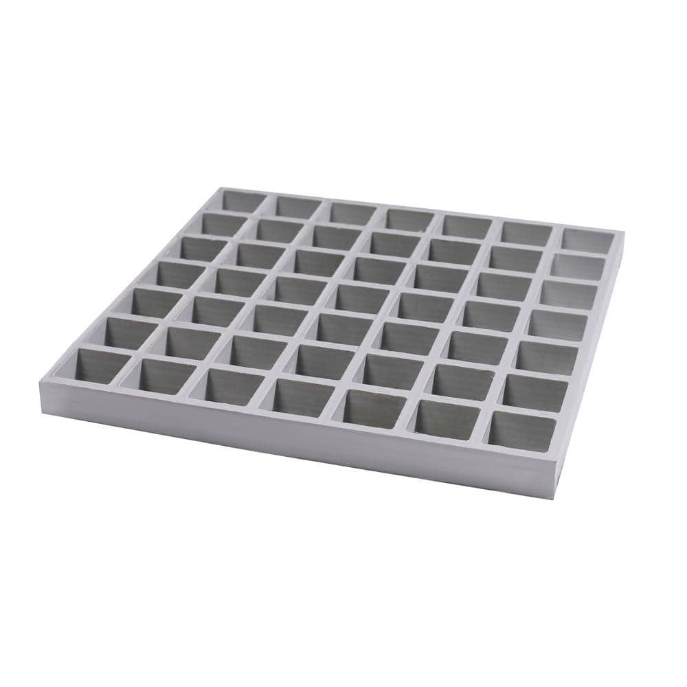 Wellco Fiberglass Molded Grating Composite for Floors Outdoor Drain Cover, 1.5 x 1.5 x 1 in., 10.6 x 10.6 in., Gray, Gritted