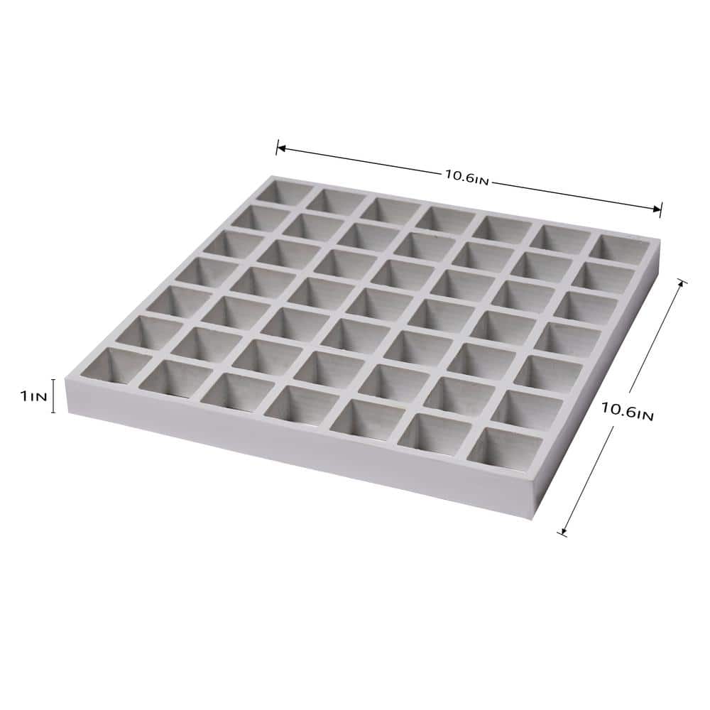 Wellco Fiberglass Molded Grating Composite for Floors Outdoor Drain Cover, 1.5 x 1.5 x 1 in., 10.6 x 10.6 in., Gray, Gritted