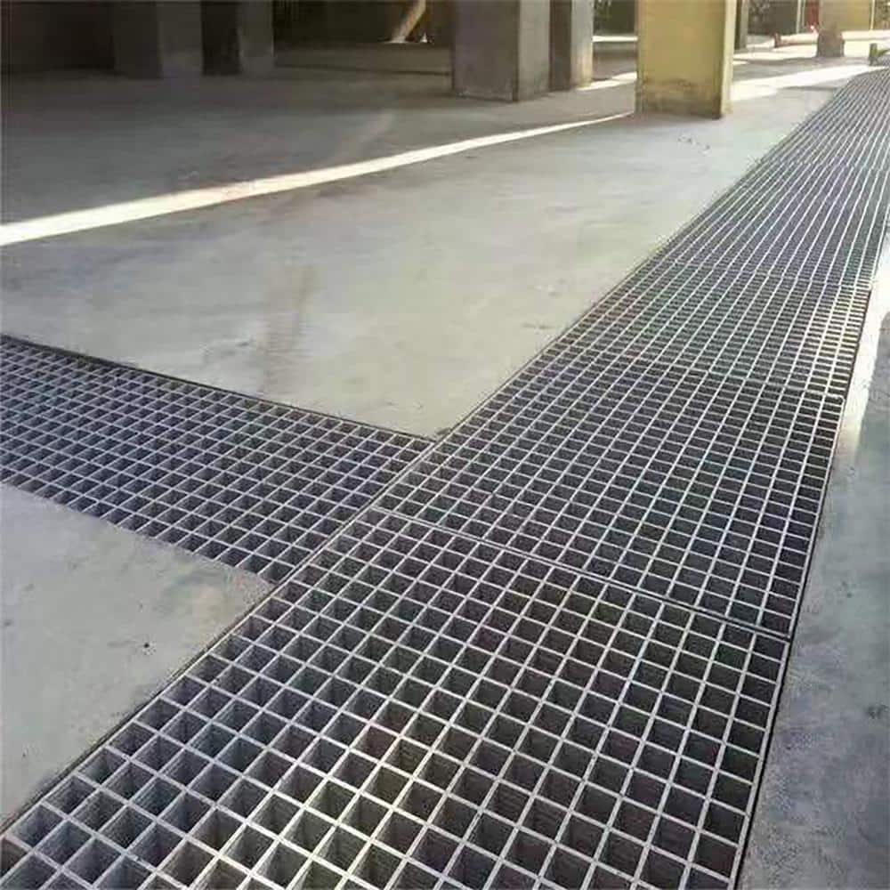 Wellco Fiberglass Molded Grating Composite for Floors Outdoor Drain Cover Deck Tile, 1.5x1.5x1in, 1x1ft, Gray, Gritted