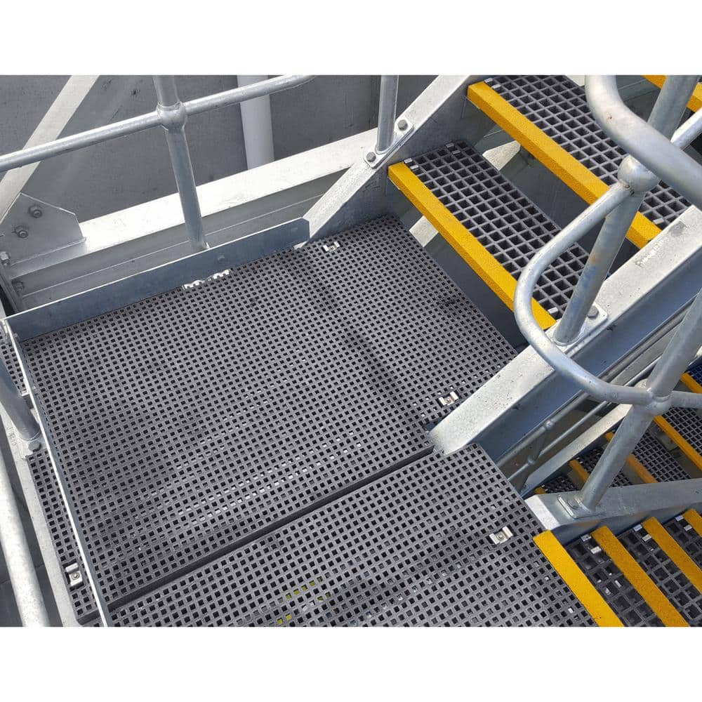 Wellco Fiberglass Molded Grating Composite for Floors Outdoor Drain Cover Deck Tile, 1.5x1.5x1in, 1x4ft, Gray, Gritted