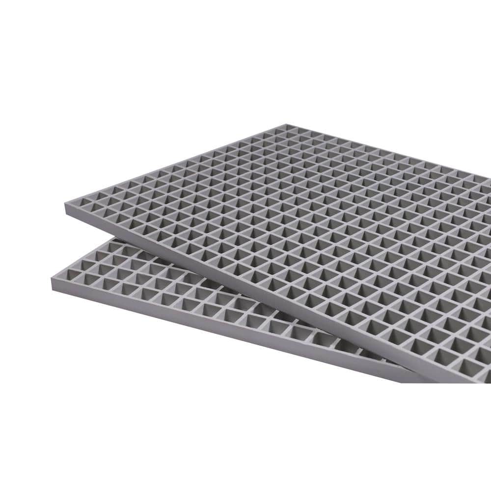 Wellco 2 ft. x 4 ft. x 1 in. Fiberglass Molded Grating, 1.5 in. x 1.5 in. x 1 in., Resin Paver,Gray