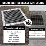 Wellco 2 ft. x4 ft. x1 in.Fiberglass Molded Grating Composite for Floors Outdoor Drain Cover,Paver,1.5 x1.5 x1in, Gray, Gritted