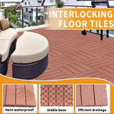 Afoxsos 1 ft. x 1 ft. Mahogany Plastic Interlocking Deck Tiles for Poolside, Backyard, Waterproof, All Weather (44-Pack)