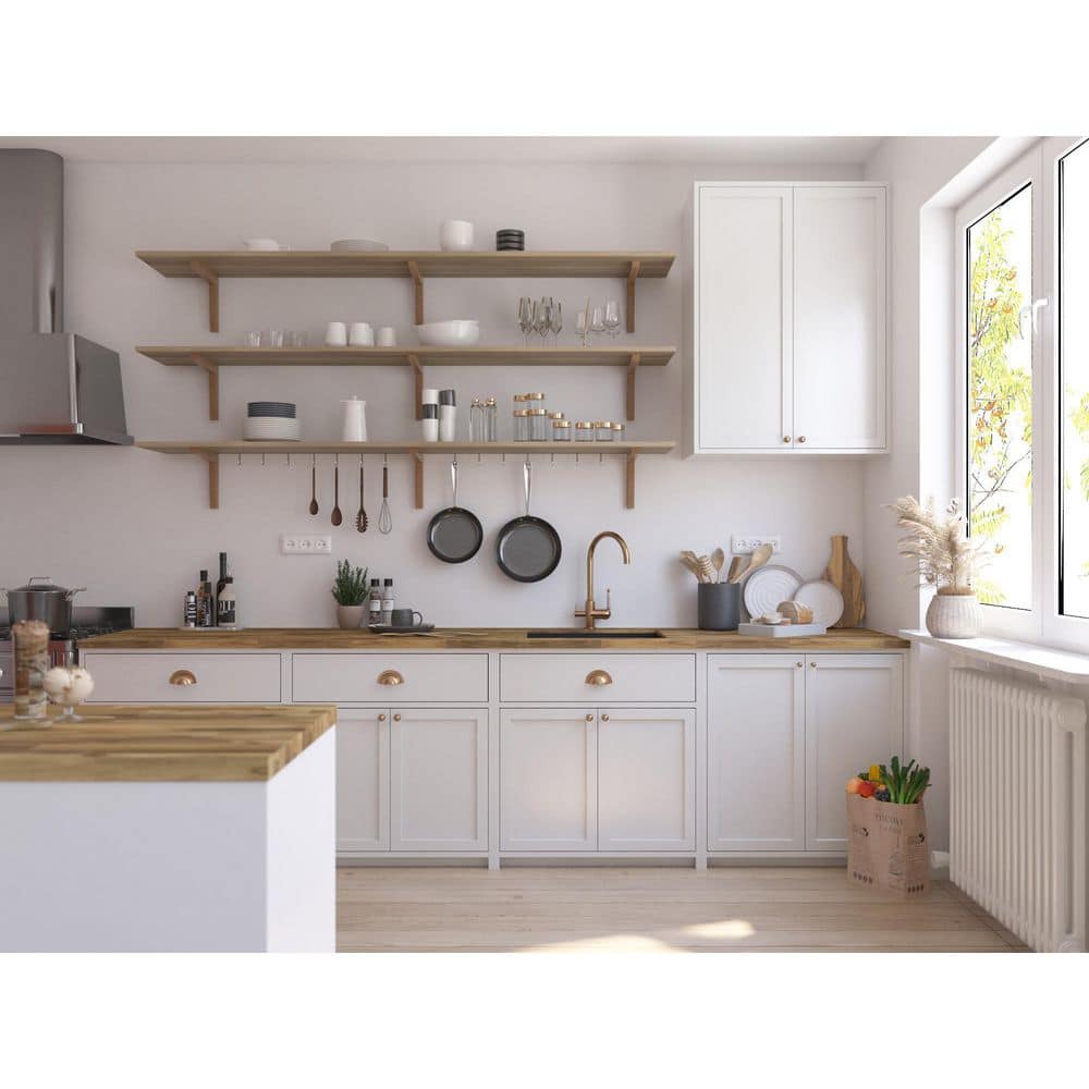 Interbuild 6 ft. L x 25.5 in. D, Acacia Butcher Block Standard Countertop in Light Oak with Square Edge