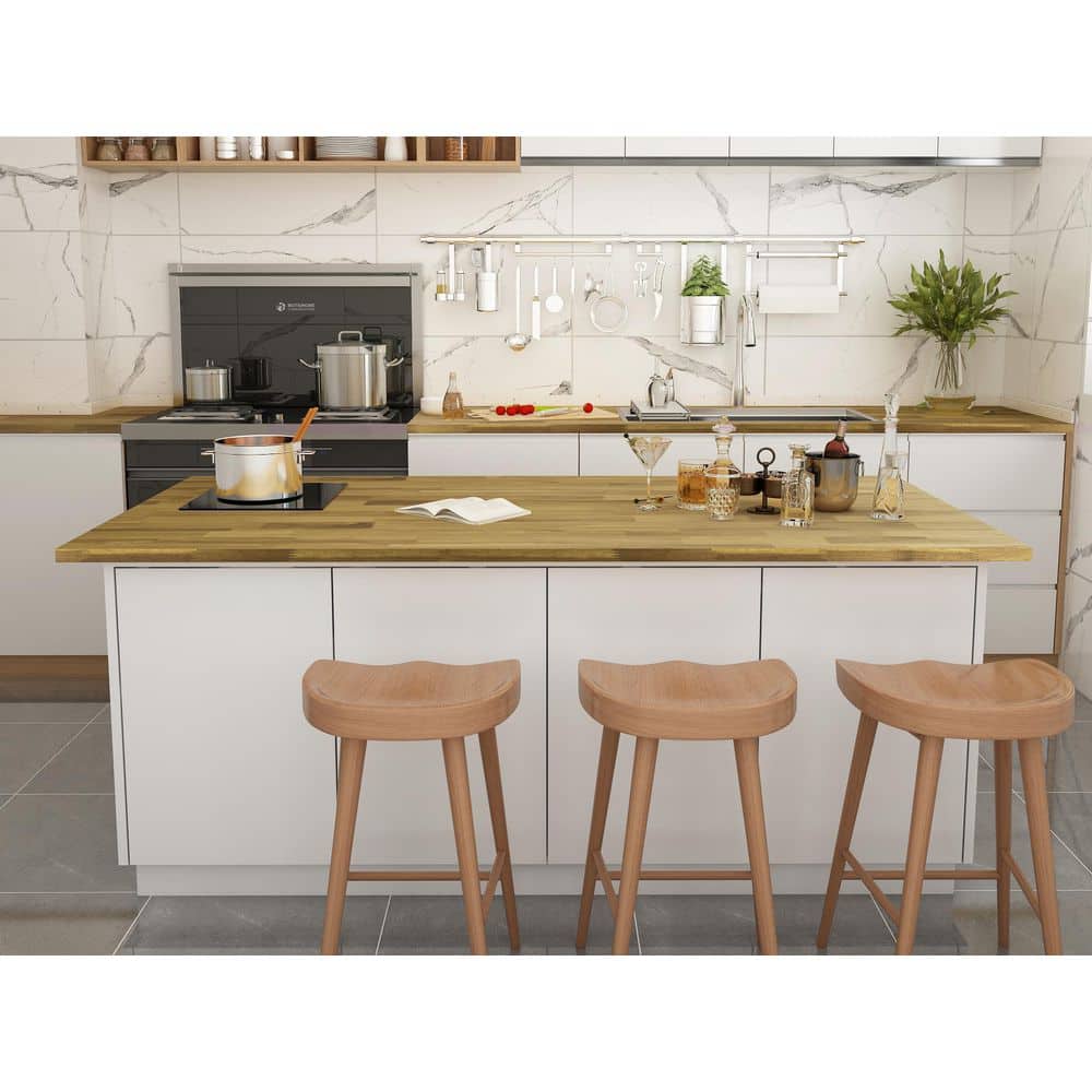 Interbuild 6 ft. L x 25.5 in. D, Acacia Butcher Block Standard Countertop in Light Oak with Square Edge