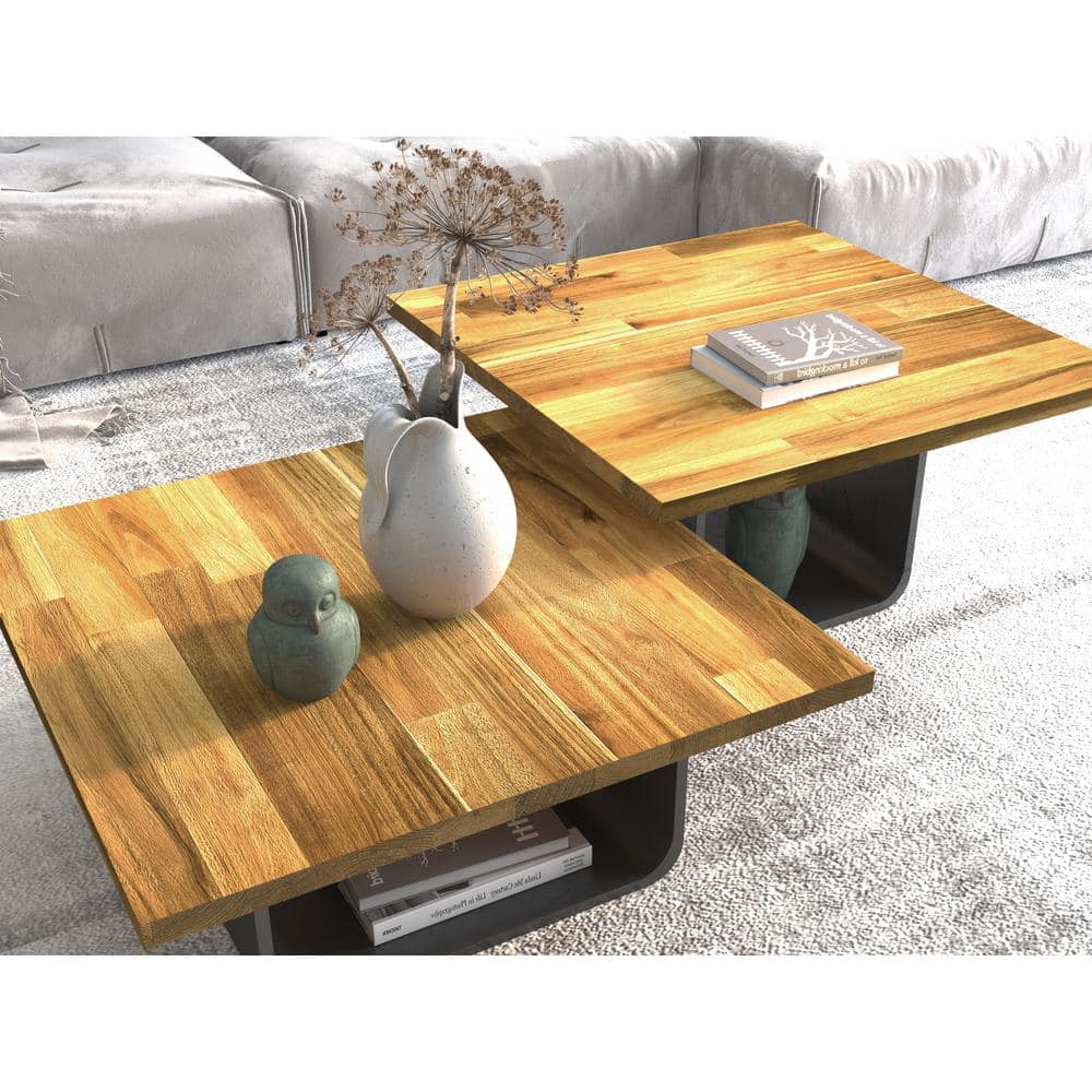 Interbuild 2.3 ft. L x 28 in. D, Acacia Butcher Block Table Top Countertop in Light Oak with Square Edge (Pack of 3)