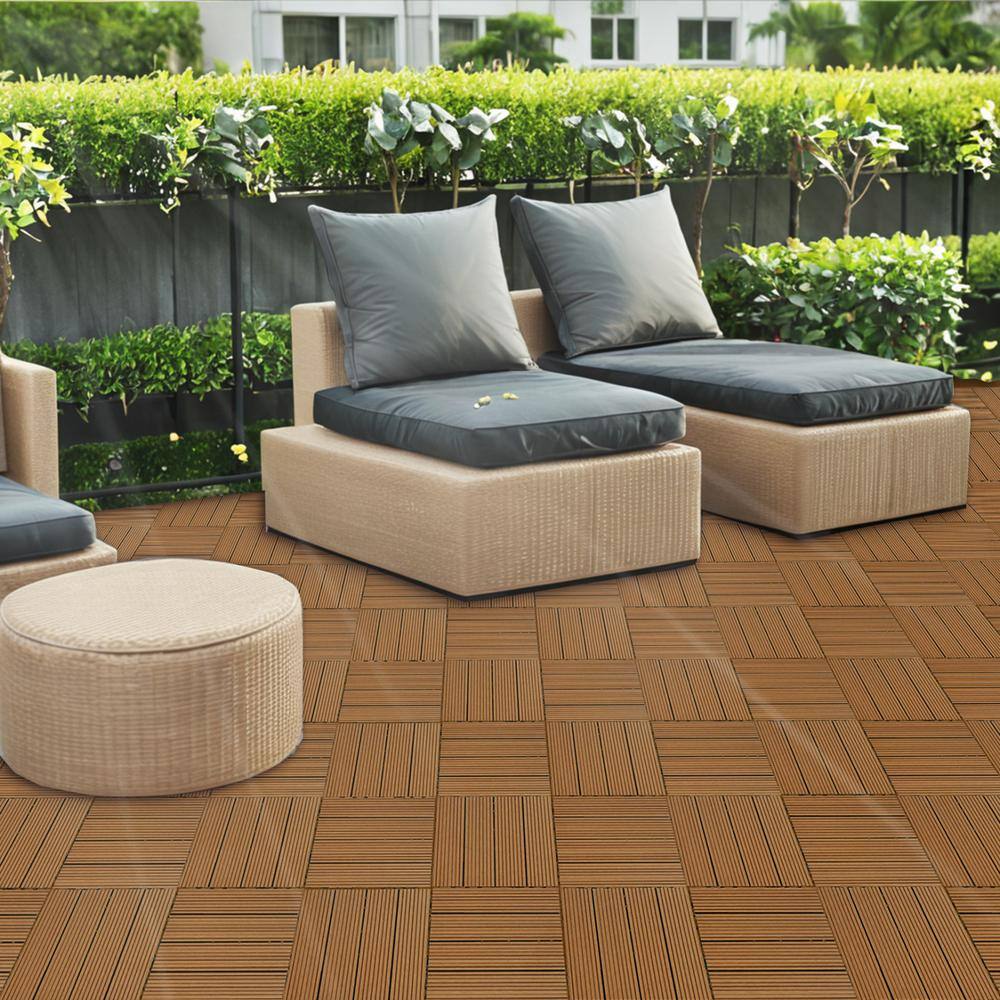 Tidoin Outdoor 1 ft. x 1 ft. Composite Deck Tile in Light Wood(20 Per Box)