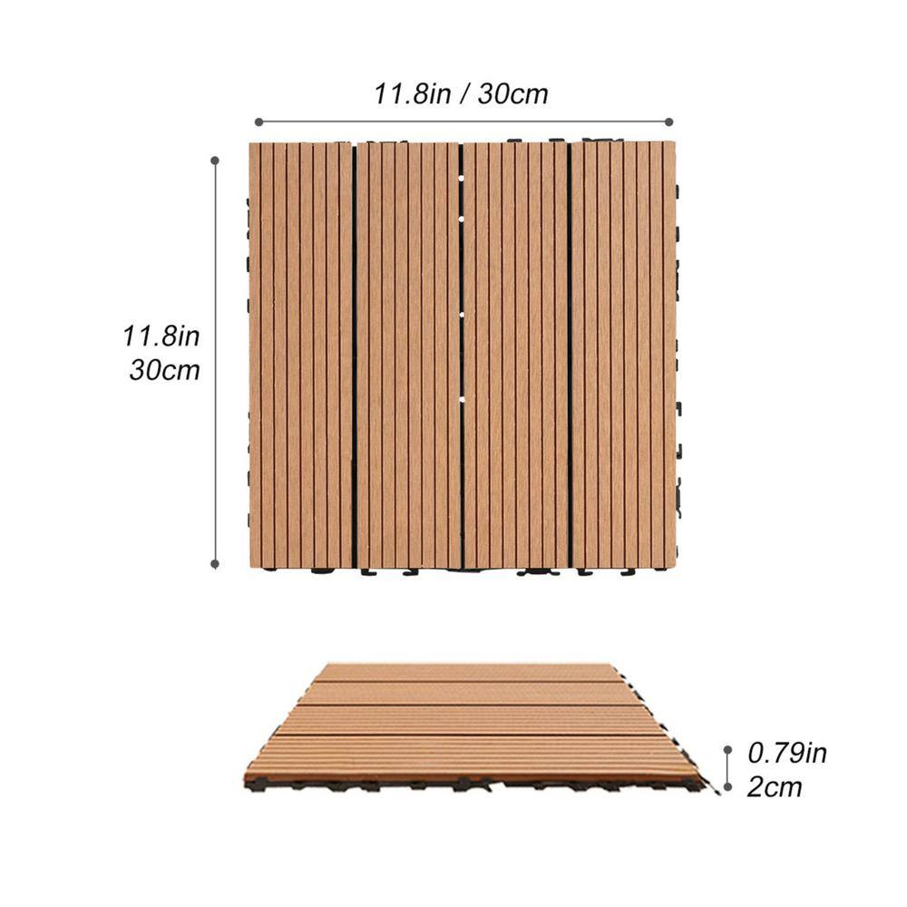 Tidoin Outdoor 1 ft. x 1 ft. Composite Deck Tile in Light Wood(20 Per Box)