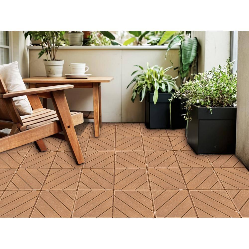 Tidoin Outdoor 1 ft. x 1 ft. Composite Deck Tile in Light Wood(35 Per Box)