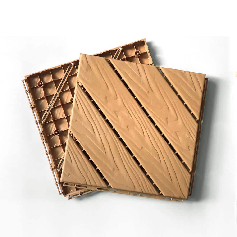 Tidoin Outdoor 1 ft. x 1 ft. Composite Deck Tile in Light Wood(35 Per Box)